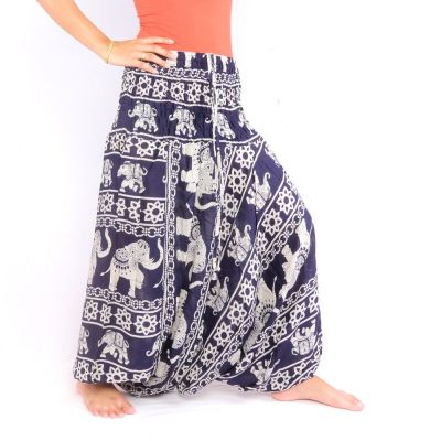 Elefantenhose Jumpsuit Elefantenmuster blau