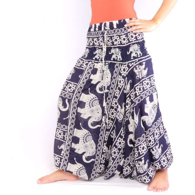 Elephant pants jumpsuit elephant pattern blue
