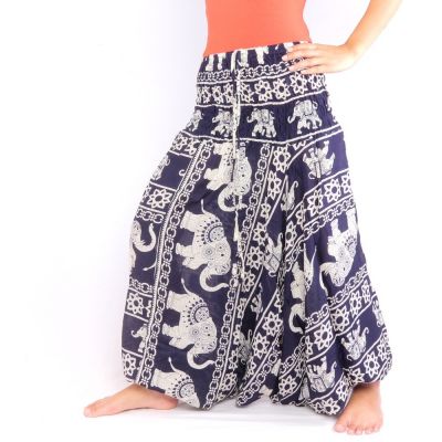 Elefantenhose Jumpsuit Elefantenmuster blau