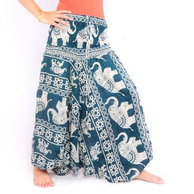 Elefantenhose Jumpsuit Elefantenmuster türkis