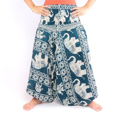Elefantenhose Jumpsuit Elefantenmuster türkis