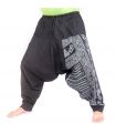 Harem pants with Om/Floral design print - black