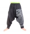 Aladinhose mit Om/Floral Design Aufdruck - schwarz