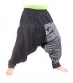 Harem pants with Om/Floral design print - black