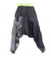 Aladinhose mit Om/Floral Design Aufdruck - schwarz