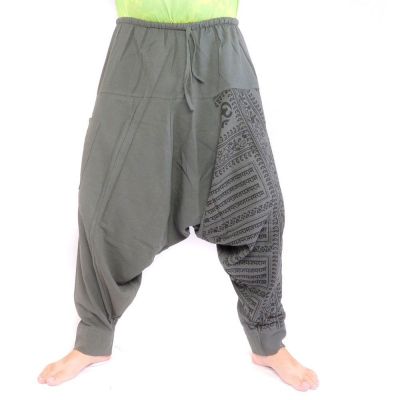 Aladinhose mit Om/Floral Design Aufdruck - anthrazit