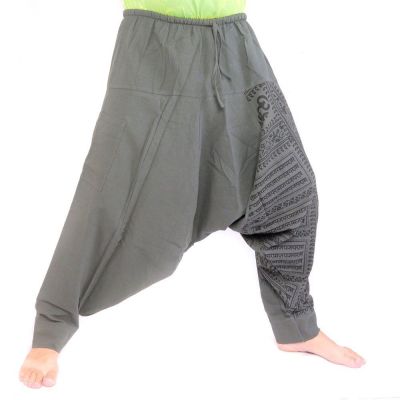Aladinhose mit Om/Floral Design Aufdruck - anthrazit