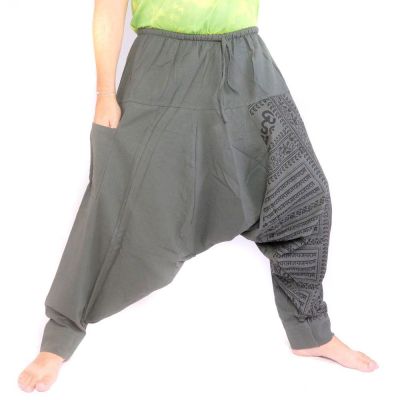 Aladinhose mit Om/Floral Design Aufdruck - anthrazit