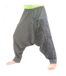Aladinhose mit Om/Floral Design Aufdruck - anthrazit