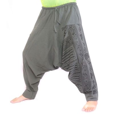 Aladinhose mit Om/Floral Design Aufdruck - anthrazit