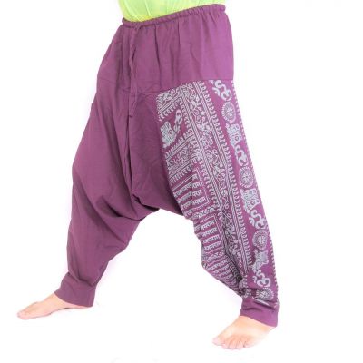 Aladinhose mit Om/Floral Design Aufdruck - violett