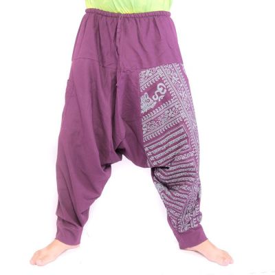 Aladinhose mit Om/Floral Design Aufdruck - violett