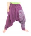 Aladinhose mit Om/Floral Design Aufdruck - violett