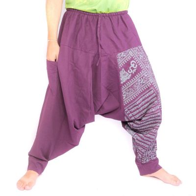 Aladinhose mit Om/Floral Design Aufdruck - violett