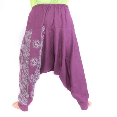 Aladinhose mit Om/Floral Design Aufdruck - violett