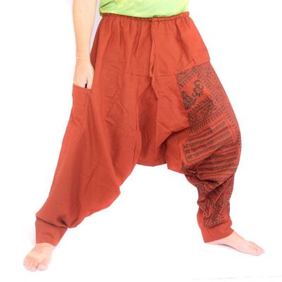 Aladinhose mit Om/Floral Design Aufdruck - orange