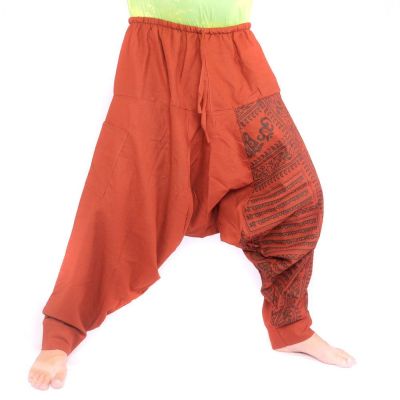 Aladinhose mit Om/Floral Design Aufdruck - orange