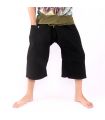 3/5 Thai fisherman pants - two-tone - cotton black green