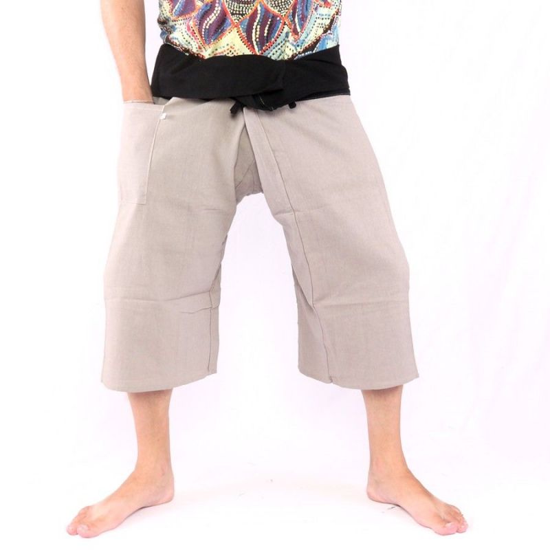 congestión internacional Piscina Jing Shop - Pantalones de pescador tailandés - dos tonos - algodón gris claro️ congestión internacional Piscina Jing Shop - Pantalones de pescador tailandés - dos tonos - algodón gris claro️