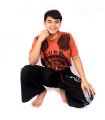 Thai Fischerhose mit Spiral Aufdruck -  schwarz