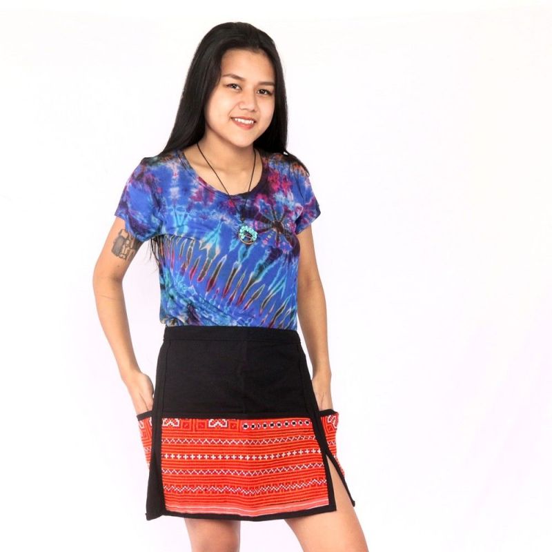 Kurzer Rock Hmong von Hand bestickt