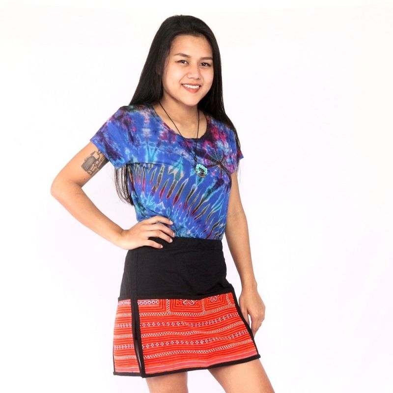 Kurzer Rock Hmong von Hand bestickt