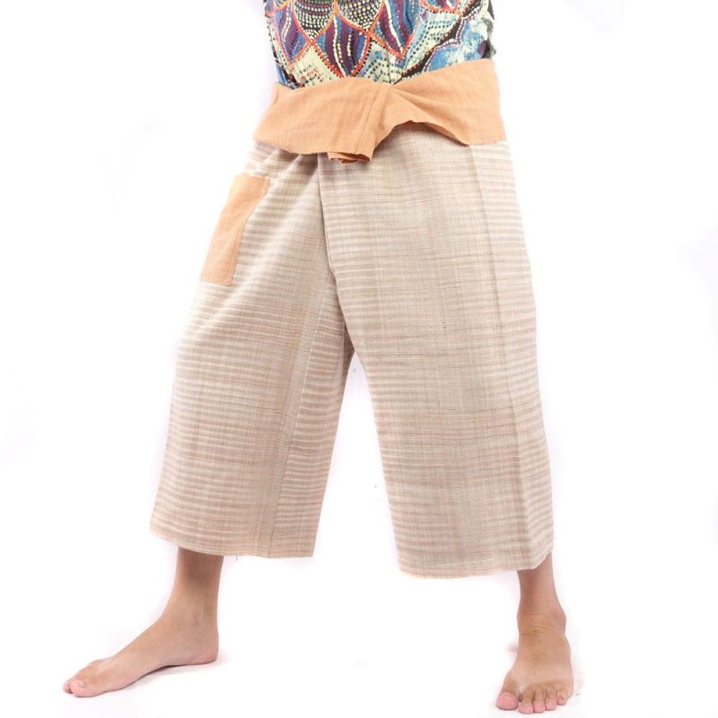 Pantalon de pêcheur thaïlandais tissé à la main - couleurs naturelles