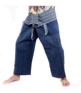 Thai Fischerhose handgewebt - natürliche Farben indigo