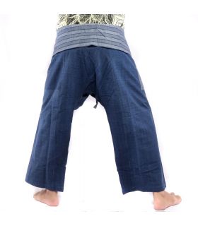 Thai Fischerhose handgewebt - natürliche Farben indigo
