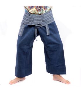 Thai Fischerhose handgewebt - natürliche Farben indigo