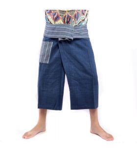 Thai Fischerhose handgewebt - natürliche Farben indigo