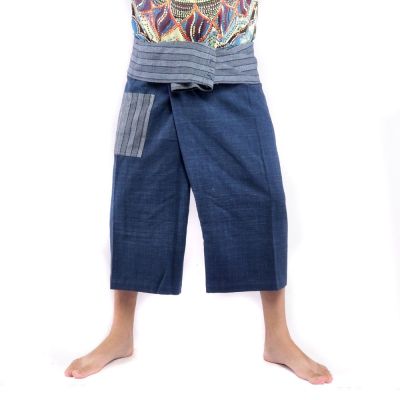 Thai fisherman pants hand woven - natural colors indigo