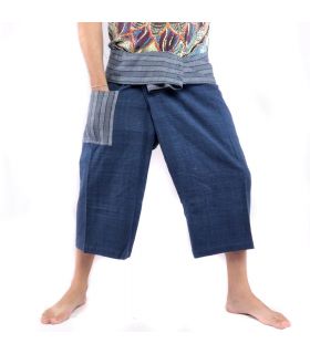 Thai Fischerhose handgewebt - natürliche Farben indigo
