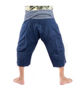 Thai Fischerhose handgewebt - natürliche Farben indigo
