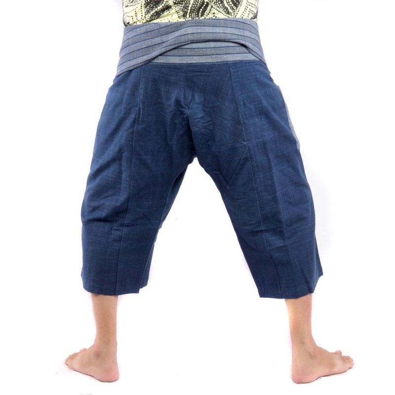 Thai Fischerhose handgewebt - natürliche Farben indigo