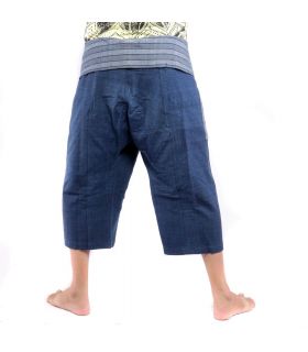 Thai Fischerhose handgewebt - natürliche Farben indigo
