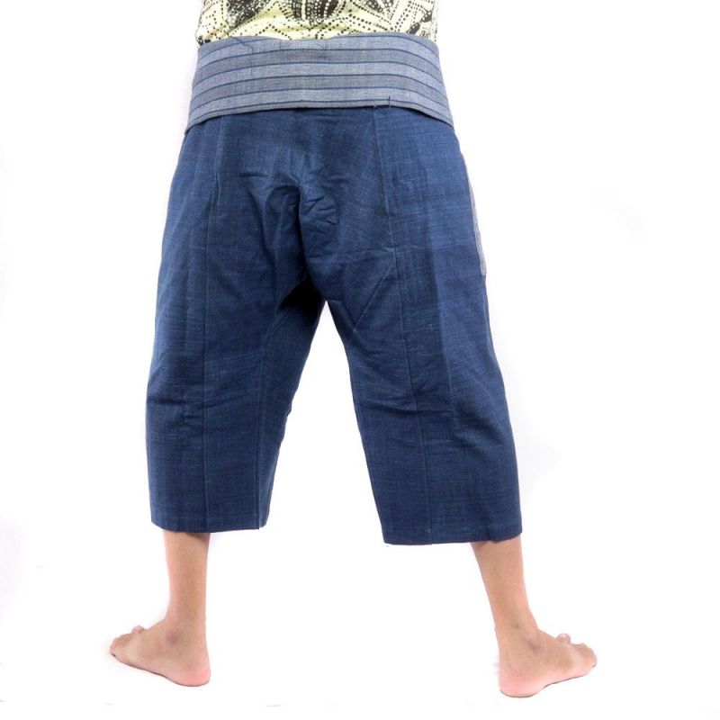 Thai Fischerhose handgewebt - natürliche Farben indigo
