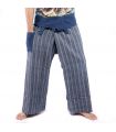 Thai fisherman pants hand woven - natural colors indigo striped
