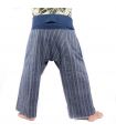 Thai fisherman pants hand woven - natural colors indigo striped