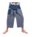 Thai fisherman pants hand woven - natural colors indigo striped
