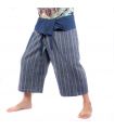 Thai fisherman pants hand woven - natural colors indigo striped