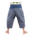 Thai fisherman pants hand woven - natural colors indigo striped