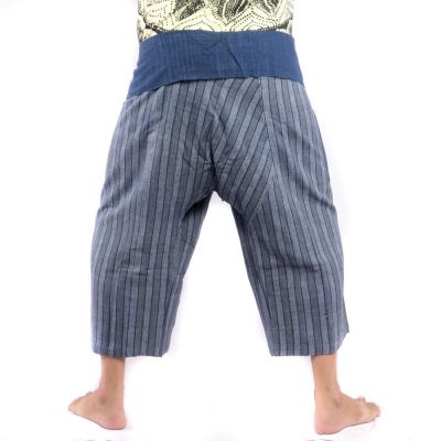 Thai fisherman pants hand woven - natural colors indigo striped