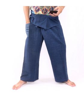 Thai fisherman pants hand woven - natural colors indigo