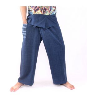Thai fisherman pants hand woven - natural colors indigo