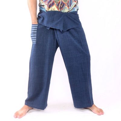 Thai fisherman pants hand woven - natural colors indigo