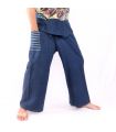 Pantalones de pescador tailandeses tejidos a mano - colores naturales índigo