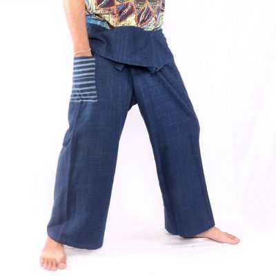 Thai Fischerhose handgewebt - natürliche Farben indigo