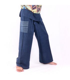 Thai fisherman pants hand woven - natural colors indigo