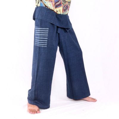 Thai fisherman pants hand woven - natural colors indigo